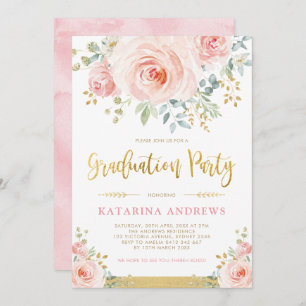 Invitation Plutôt Blush Pink Gold Floral Party