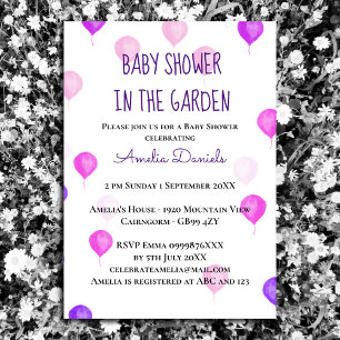 Invitation Plutôt rose violet Baby shower de ballon Invitatio