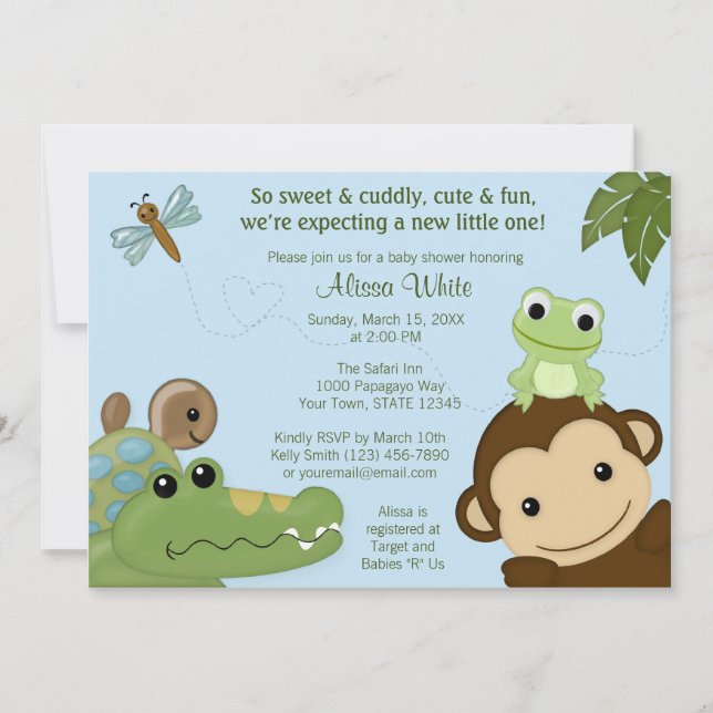 Invitation PML-B bleu de baby shower de Papagayo (Devant)