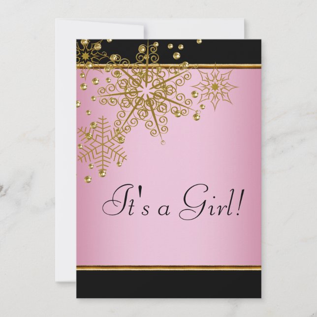 Invitation Pneus roses Flamme de neige bébé fille Douche (Devant)