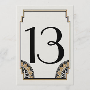 Invitation Poche d'or Art Déco Numéro de tableau 13