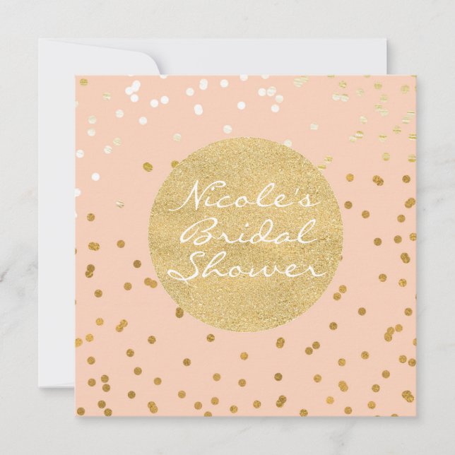 Invitation Poche & Or Points Confetti brillants Moderne Chic (Devant)