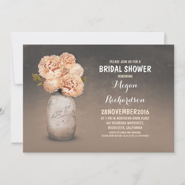 Invitation Poche peinte bocal bocal rustique douche nuptiale (Devant)