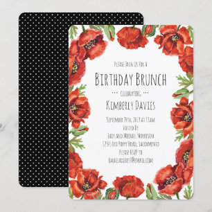 Invitation Poche rouge Poche point Anniversaire Brunch