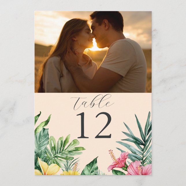 Invitation Poche Tropical Floral Numéro de tableau (Devant)