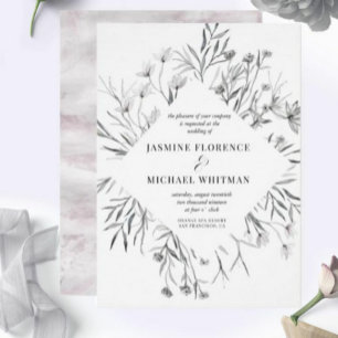 Invitation pochoir rustique botanique élégant Mariage Invitat