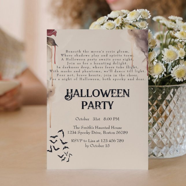 Invitation Poème éffrayant Parti d'Halloween Déplaisant (Créateur téléchargé)