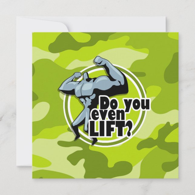Invitation Poids amusant Lifter; camo vert vif, camouflage (Devant)