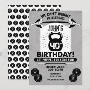 Invitation Poids Exercice Fitness Crossfit 40e anniversaire