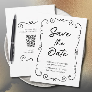 Invitation Poignée main Doodle Bordure Mariage Enregistrer la