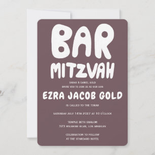 Invitation Poignée super Barre personnalisée Mitzvah Bourgogn