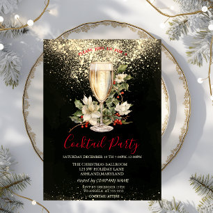 Invitation Poinsettia blanc de Noël Baie de houx Noël