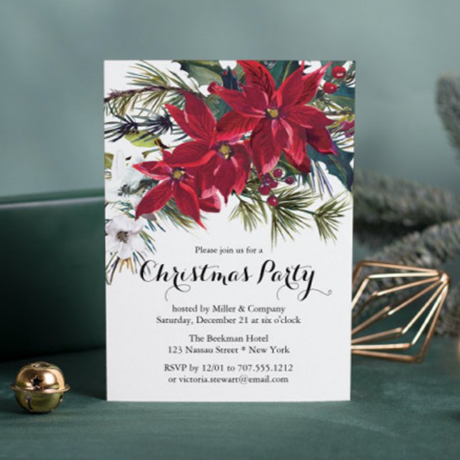 Invitation Poinsettia Fête Florale Fête de Noël Société (Créateur téléchargé)