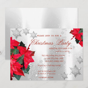 Invitation Poinsettia Snowflakes, fête de Noël d'entreprise