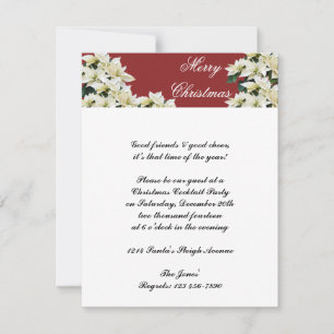 Invitation Poinsettias blancs à Noël rouge