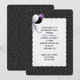 Invitation point d'anniversaire sur le motif noir