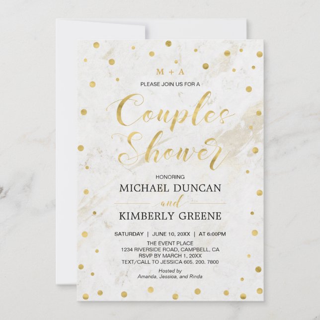 Invitation Point de marbre et de polka | Wedding shower moder (Devant)