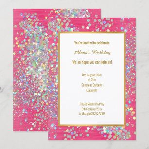 INVITATION POINTE HOLOGRAPHIQUE ROSE CHAUD CLAIR TEXTÉE