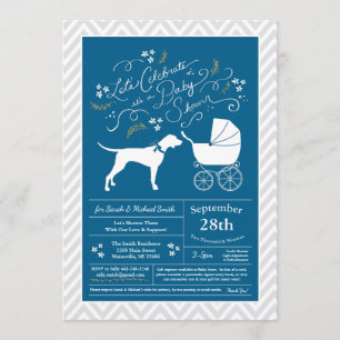 Invitation Pointer Chien Baby shower Garçon bleu