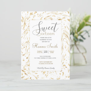 Invitation Points blancs dorés modernes Wavy Lines Design abs