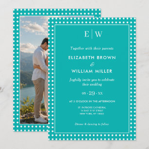 Invitation Points blancs sur sarcelle – Mariage personnalisé