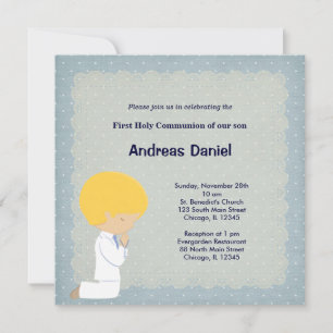 Invitation Points bleus saint communion garçon