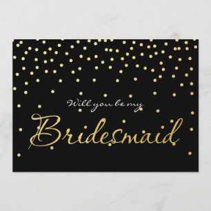 Invitation Points Confetti Black & Gold Foil BRIDESMAID