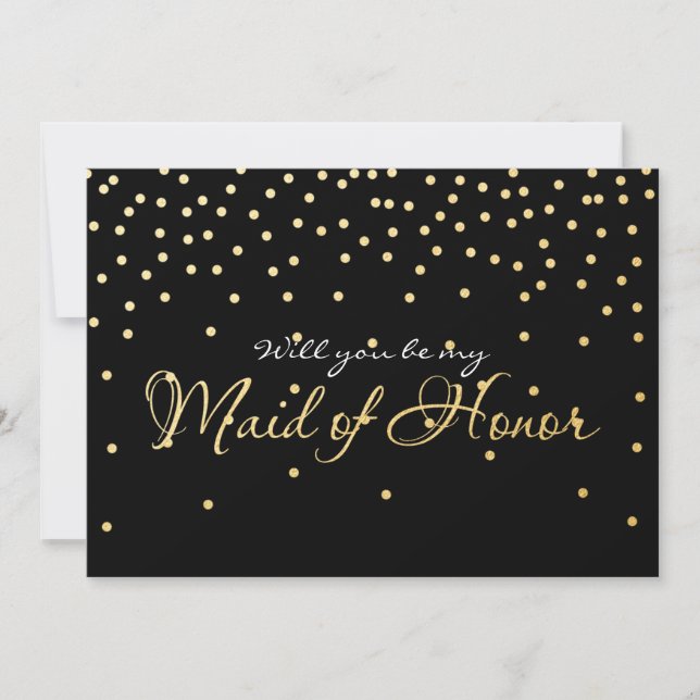 Invitation Points Confetti Black & Gold MAID OF HONOR (Devant)