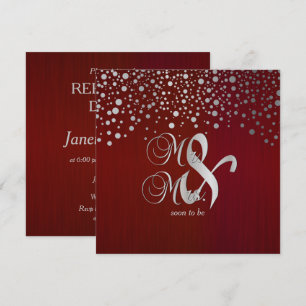 Invitation Points Confetti Rouge foncé et Argent - Dîner de r