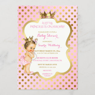 Invitation Points de bébé de rose et de princesse Vintage
