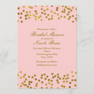 Invitation Points de confettis en faux papier métallisé rose 