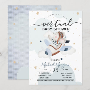 Invitation Points de nuages de souris d'avion Baby shower vir
