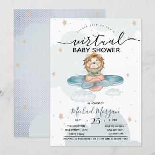 Invitation Points de nuages Lion de l'avion Baby shower virtu