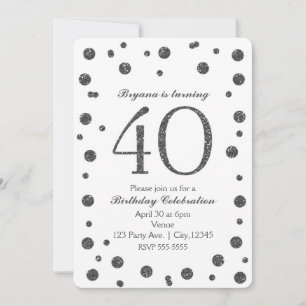 Invitation Points de paillettes argentées 40ème 40 ans Fête d