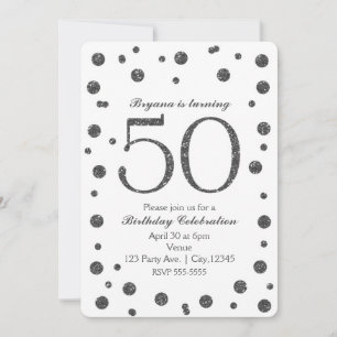 Invitation Points de paillettes argentées 50ème 50 ans Fête d