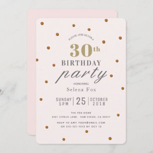 Invitation Points de Parties scintillant rose et or bleu Invi