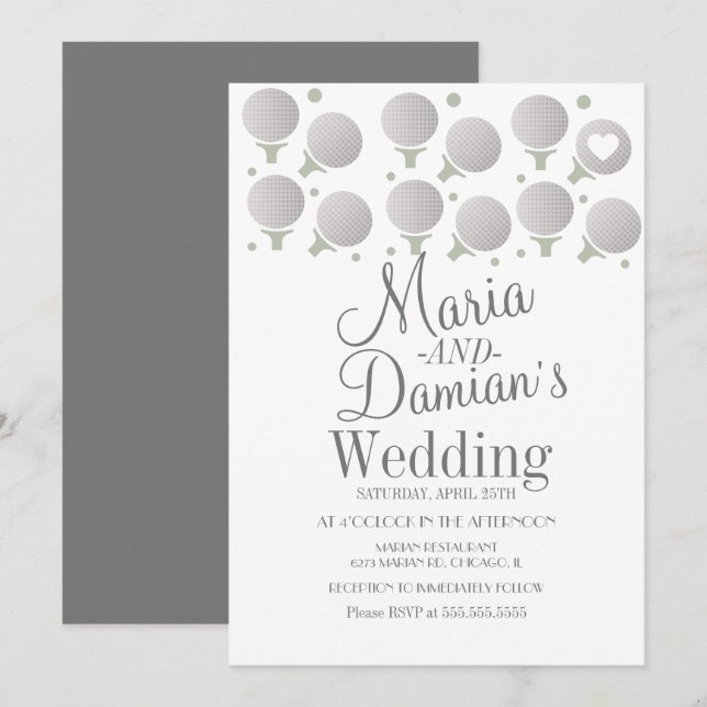 Invitation Points de sports Mariages de golf et Tee - shirts (Devant / Derrière)