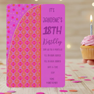Invitation Points Diamants Rose Orange Violet