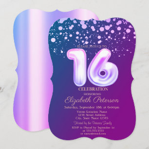 Invitation Points élégants, Violet Sweet 16