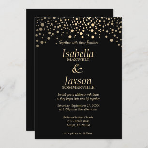 Invitation Points Faux Noir et Or