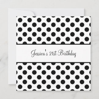 Invitation Points noirs et blancs de la fête d'anniversaire