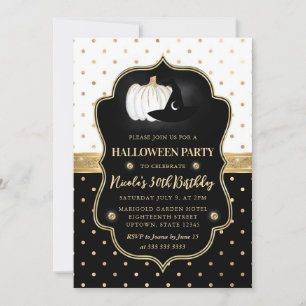 Invitation Points noirs et blancs Halloween Anniversaire