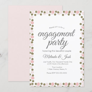 Invitation Points roses Confetti Gold Border Engagement Party