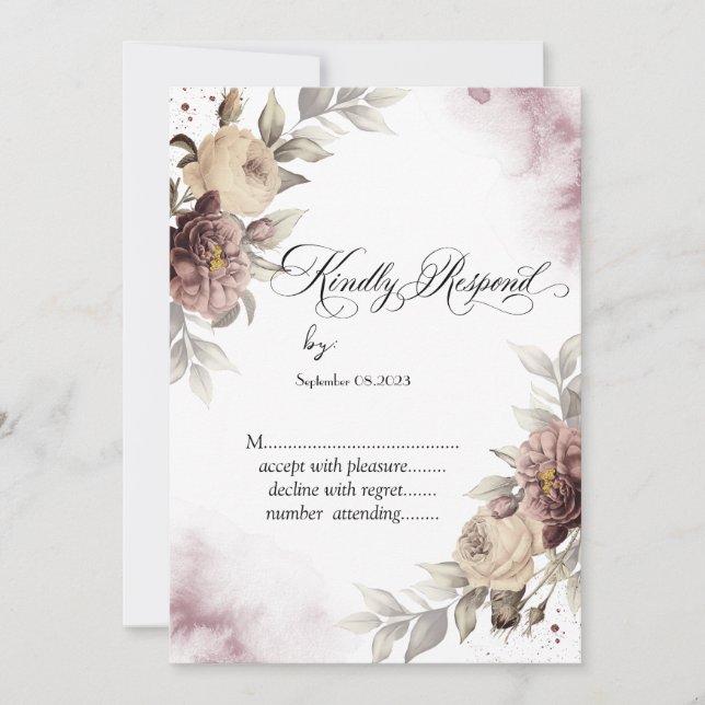 Invitation Points Roses Vintages Aquarelle RSVP (Devant)