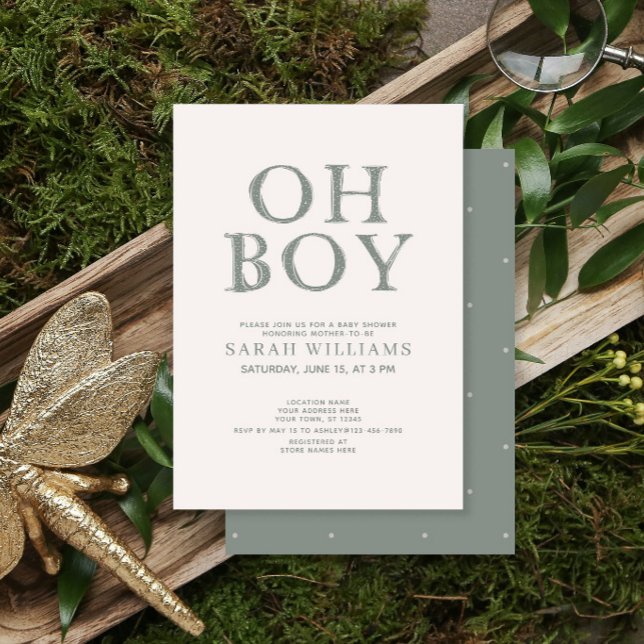 Invitation Points verts du garçon mignon Baby shower minimal (Créateur téléchargé)