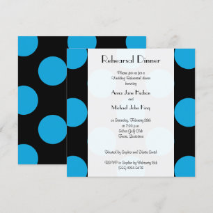 Invitation Pois Bleu, Poignées, Dîner De Répétition