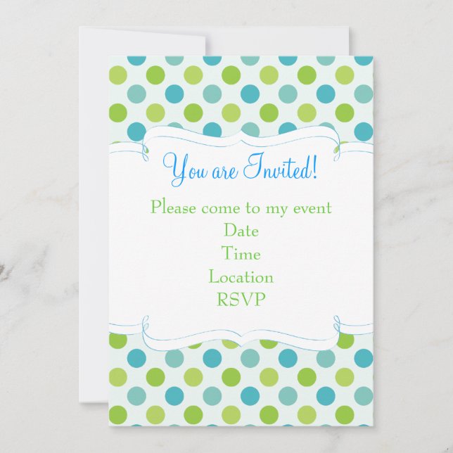 Invitation Pois bleue et verte (Devant)