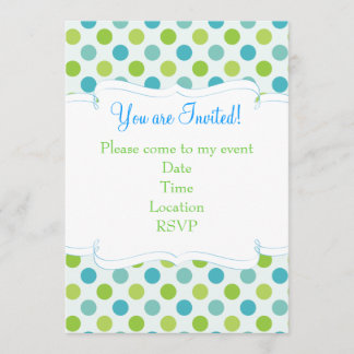 Invitation Pois bleue et verte