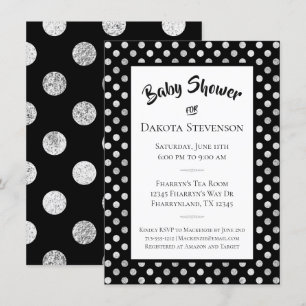 Invitation Pois   Douche minimaliste noir et argent