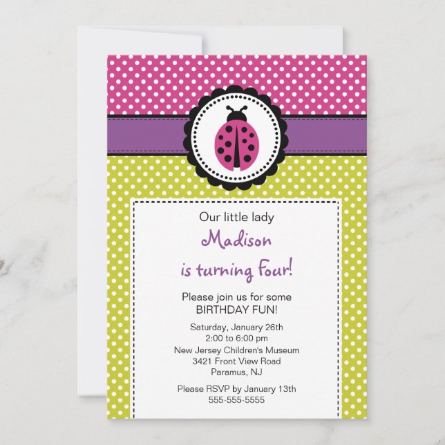 Invitation Pois doux d'invitation d'anniversaire de (Devant)